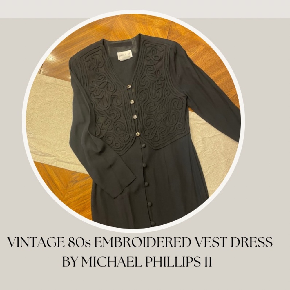 VINTAGE 80s EMBROIDERED VEST DRESS
BY MICHAEL PHILLIPS 11